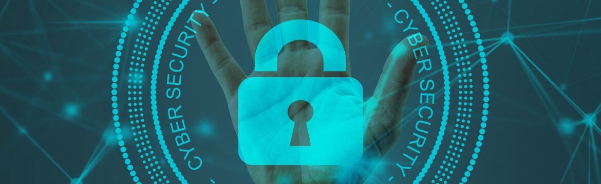 cyber security infographic with hand holding a lock