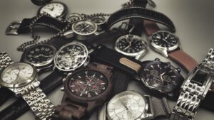 Collection of watches on table